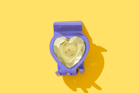 Purple Yellow Heart Gemstone Hair Clip