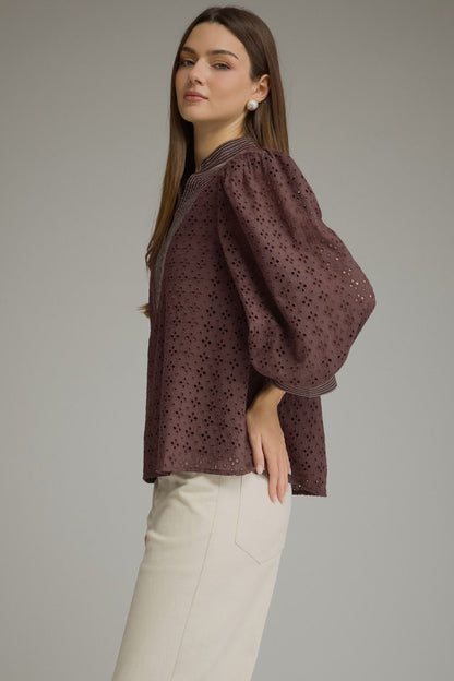 The Camille Eyelet Blouse – Chocolate 🤎