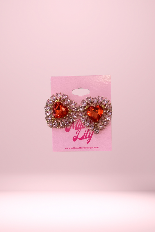Heart Gem Burst Stud Earrings - Milo & Lily Boutique