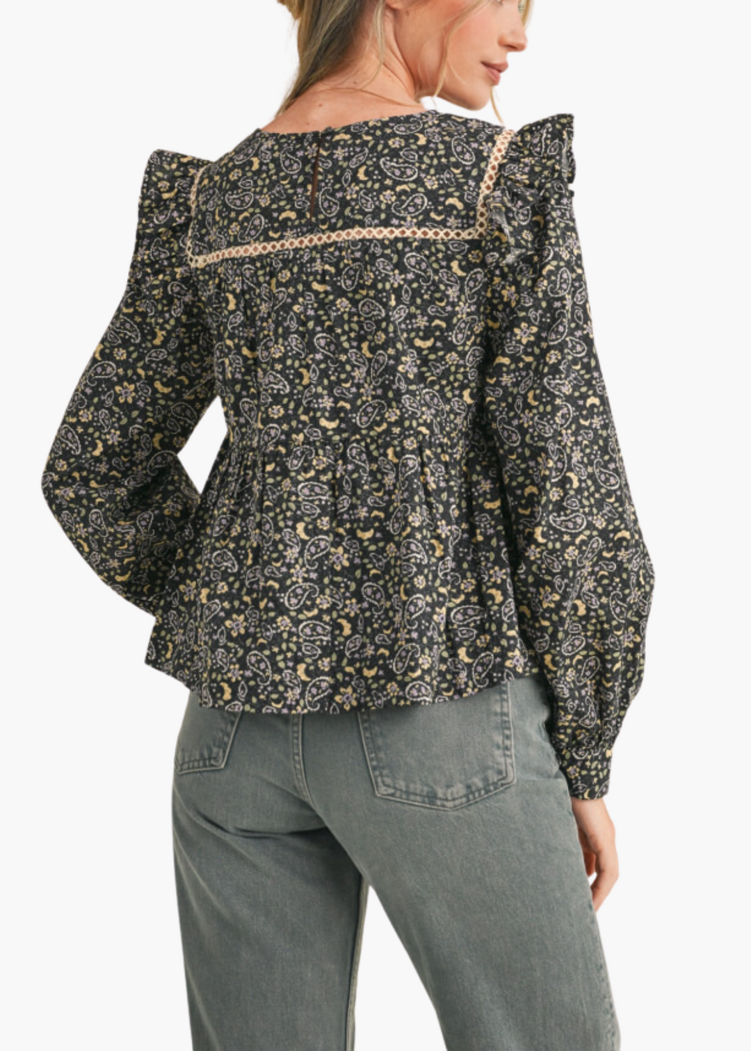 Sonya Black Floral Top - Milo & Lily Boutique