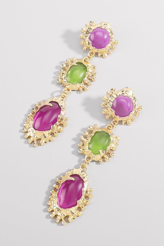 Multicolor Tier Resin Drop Earrings