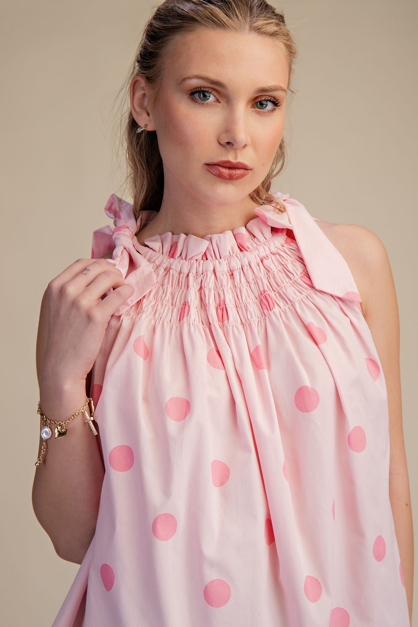 The Rosé Dot Halter Top - Milo & Lily Boutique