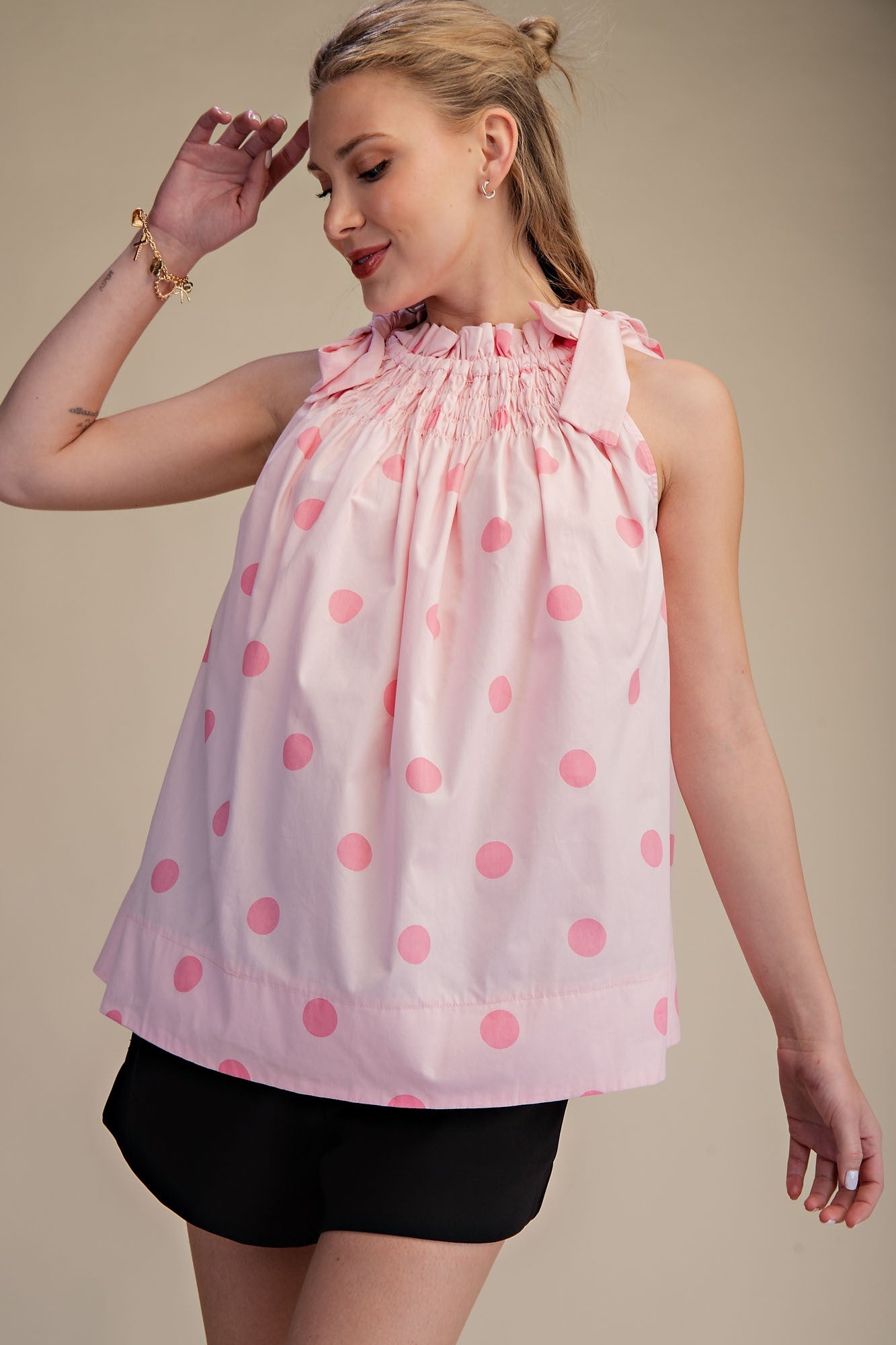 The Rosé Dot Halter Top - Milo & Lily Boutique