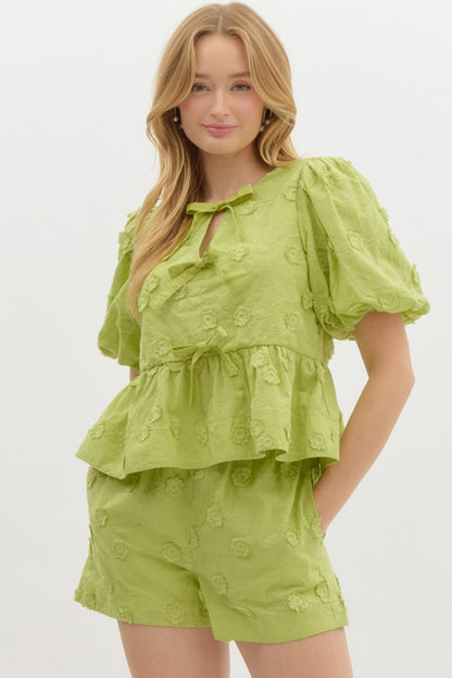 The Sweet Pea Puff Sleeve Peplum Top