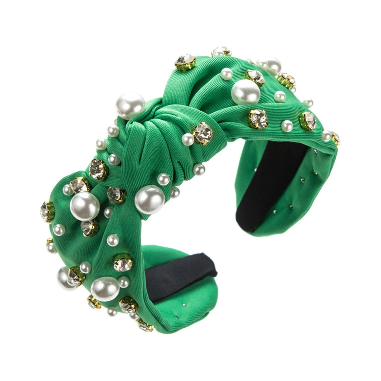 Rhinestone & Pearl Headband Kelly Green - Milo & Lily Boutique