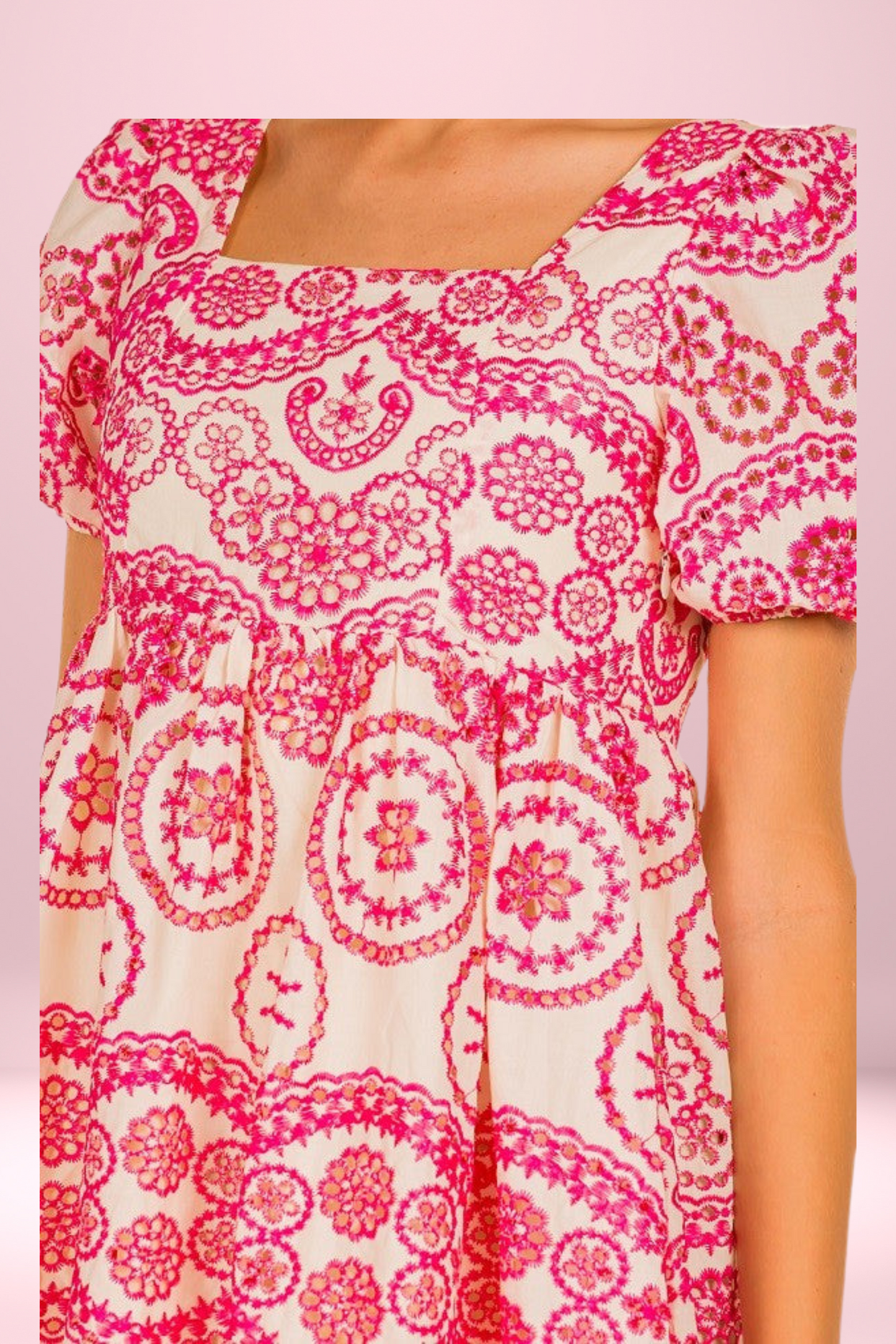 The Pink Embroidered Mini Dress
