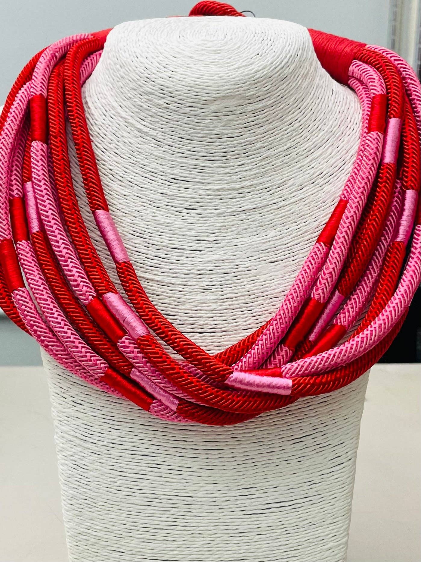 Red & Pink Slub Necklace