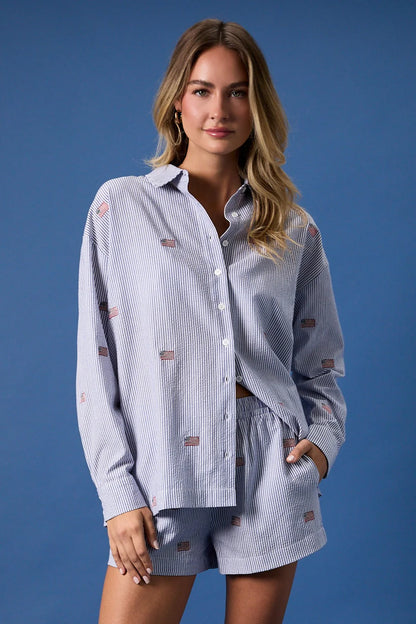 American Girl Seersucker Top - Milo & Lily Boutique