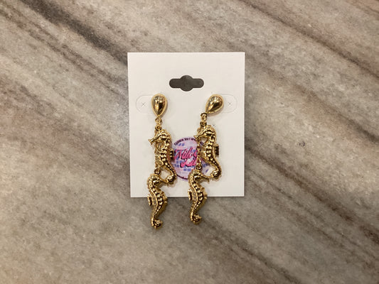 Golden Seahorse Statement Earrings