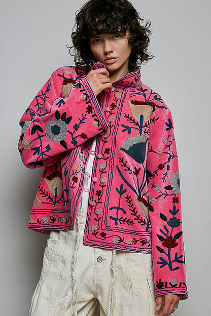 The Poet Textured Velvet Embroidered Jacket