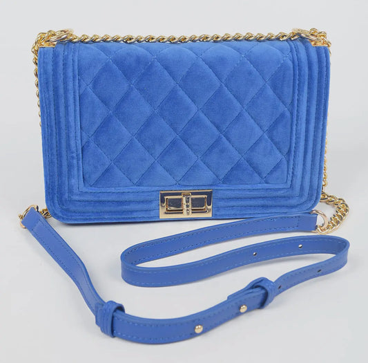 💎 Velvet Luxe Quilted Crossbody – Cobalt & Ruby Edition 💎