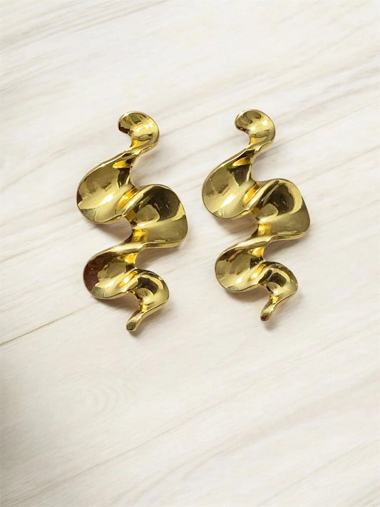 Gold Swirl Drop Earrings