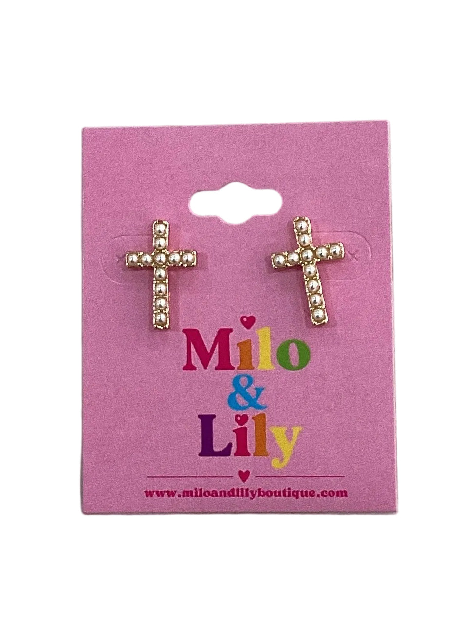 Pearl Cross Drop Earrings