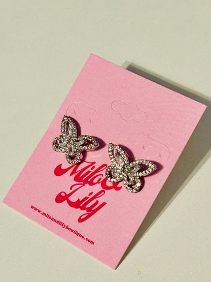 Rhinestone Butterfly Stud Earrings