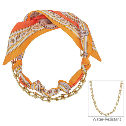 Double Scarf & Chain Layered Necklace : Multiple Color Options