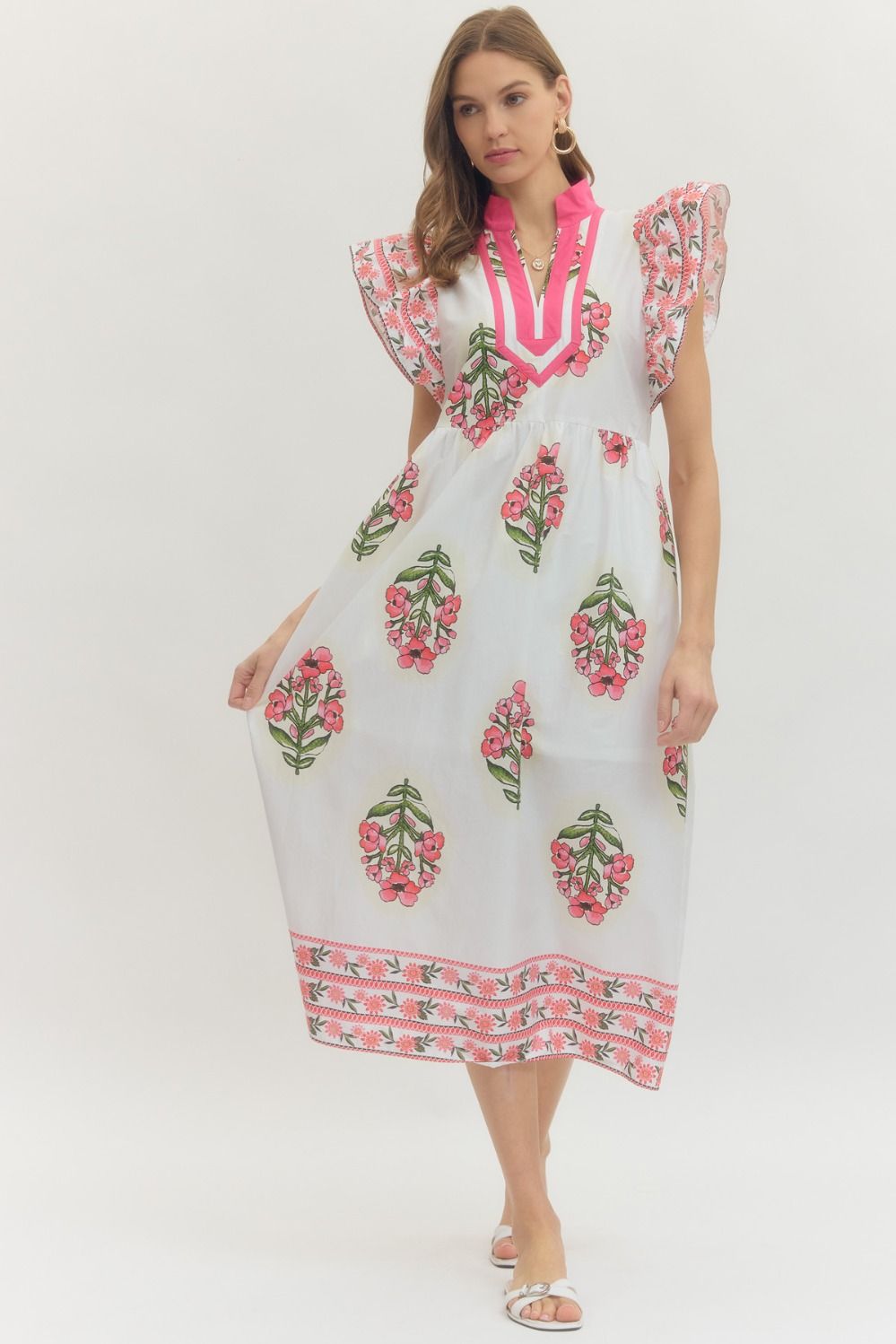 Charlotte Floral Midi Dress - Milo & Lily Boutique