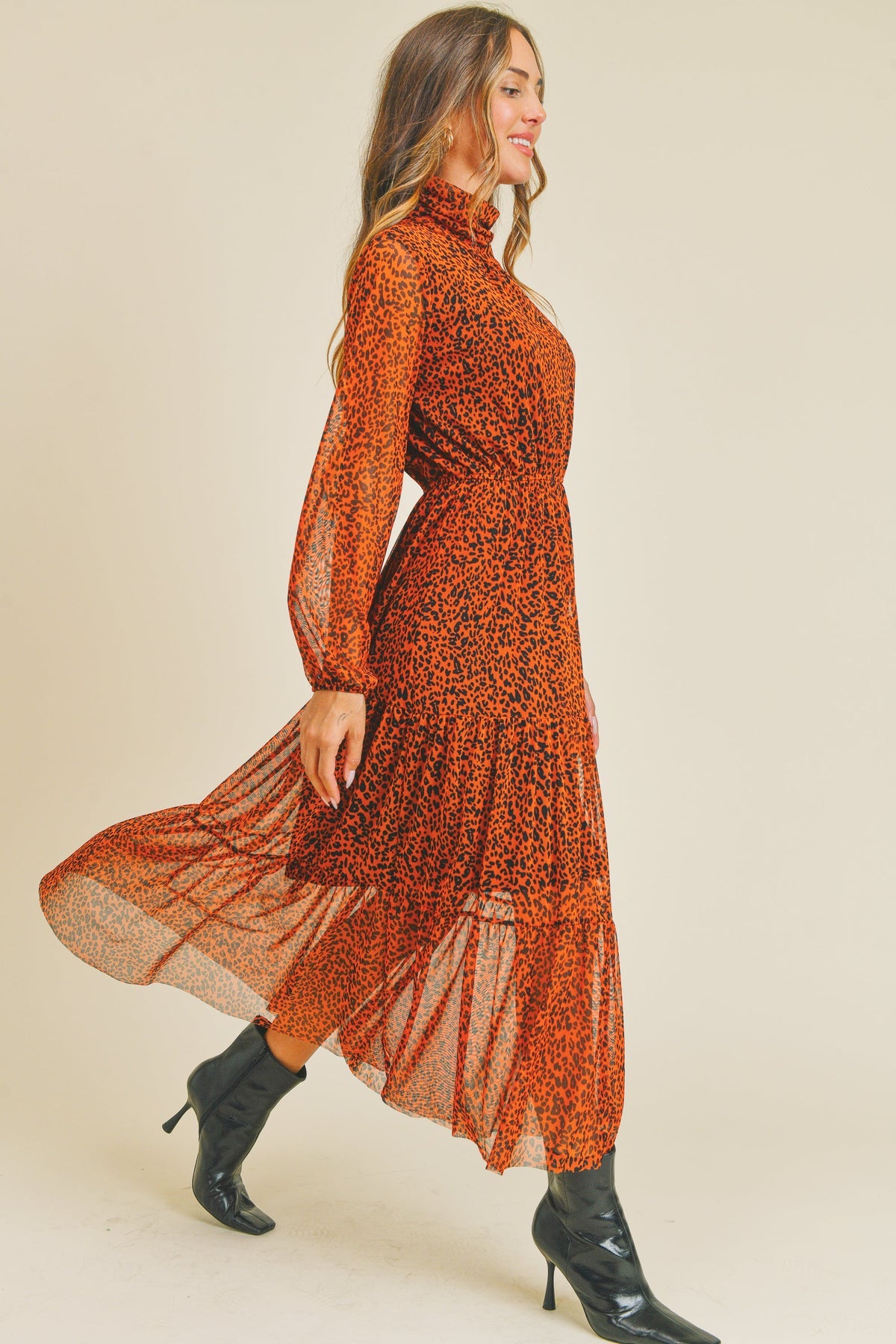 Wild But Keep It Chic Turtleneck Mesh Dress