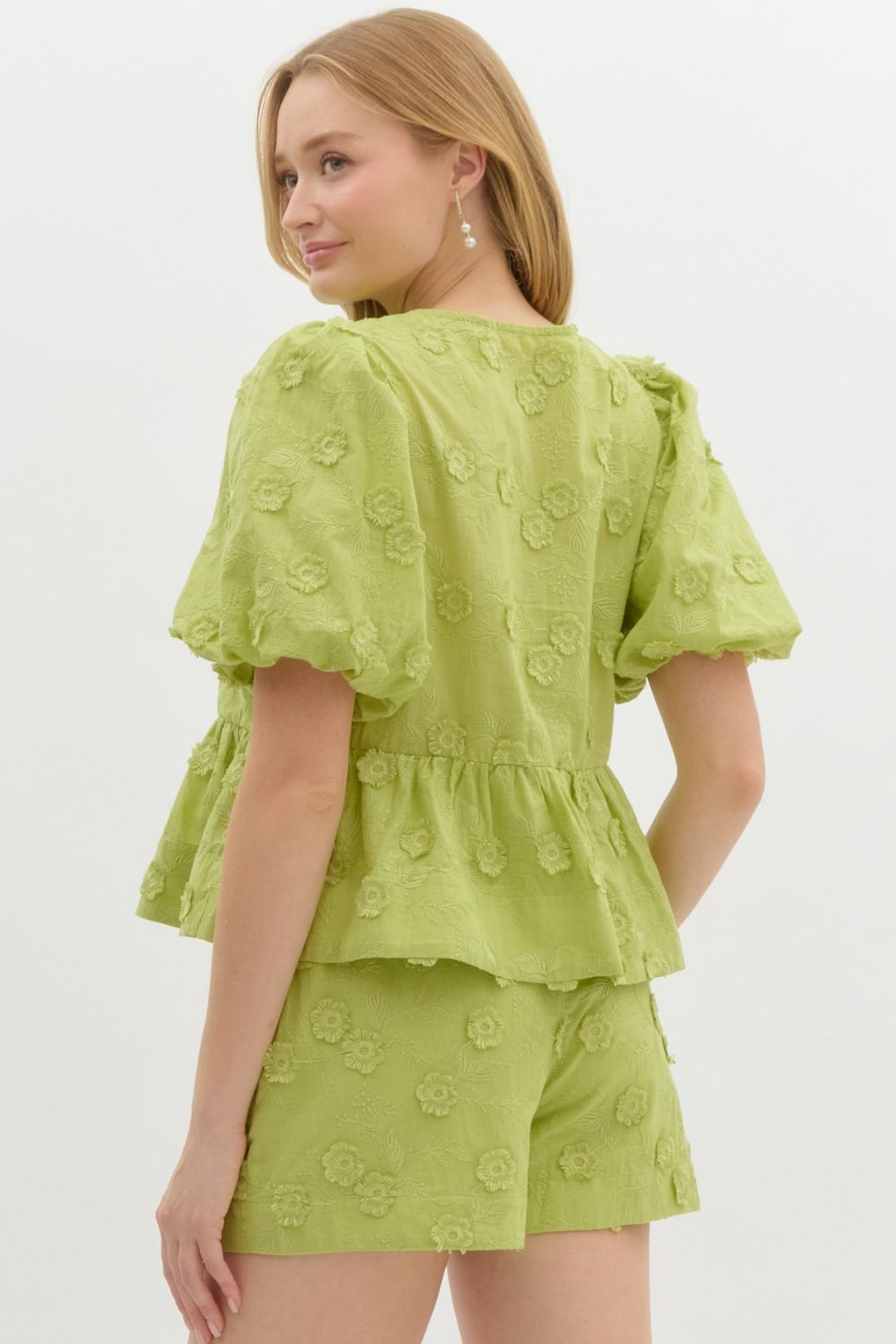 The Sweet Pea Puff Sleeve Peplum Top