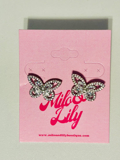 Rhinestone Butterfly Stud Earrings
