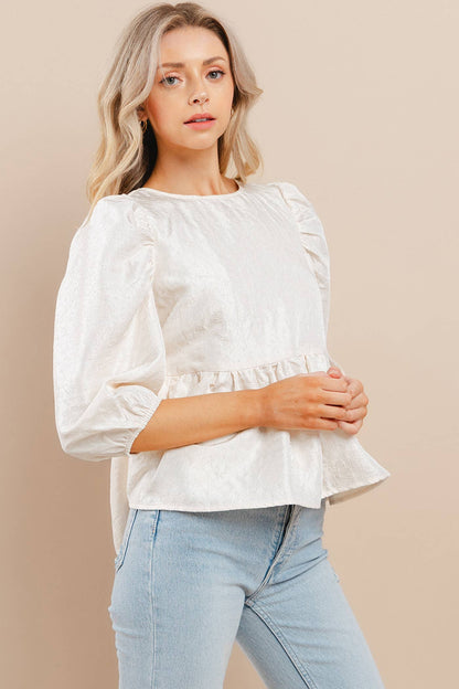 Look At You Cream Textured Blouse - Milo & Lily Boutique