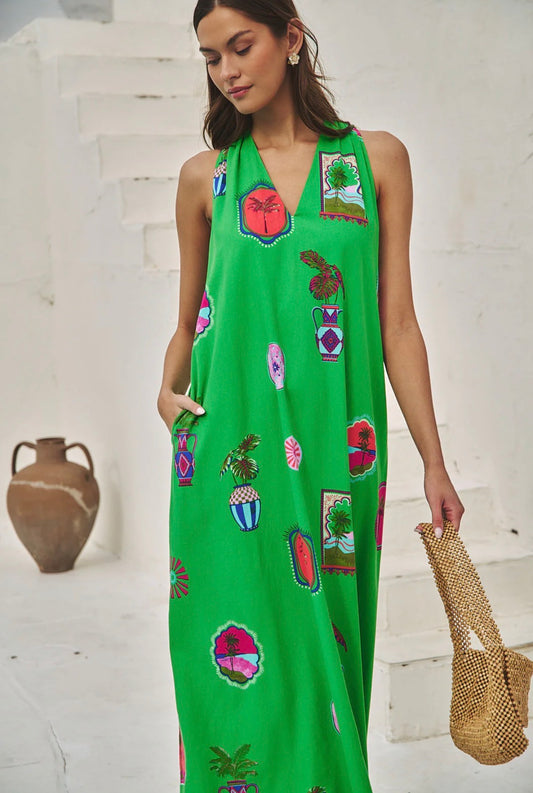 Trinie Postcard Rubi Halter Neck Maxi Dress - Milo & Lily Boutique