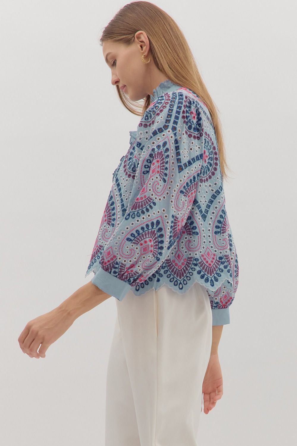The Embroidered Chambray Charm Blouse