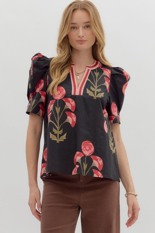 The Vineyard Chic Blouse - Black