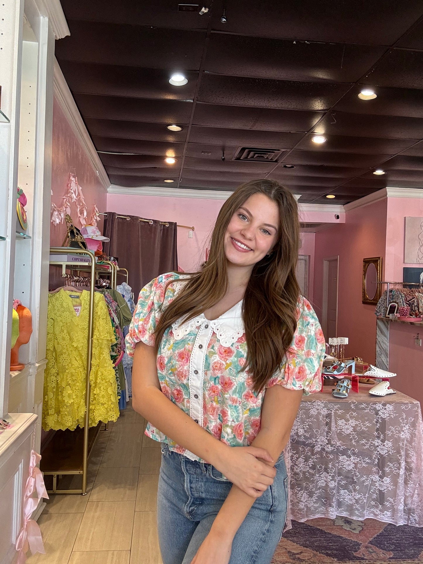 The Multicolor Embroidered Puff Sleeve Top