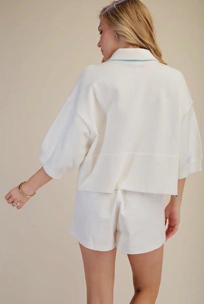 The Harbor Lane Collared Knit Top - Milo & Lily Boutique