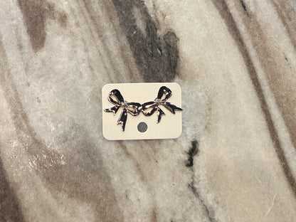 Silver Bow Earring Studs