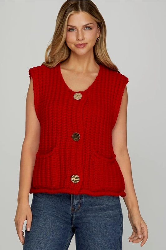 Reese Red Knit Vest