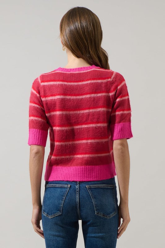 The Margot Striped Knit – Raspberry