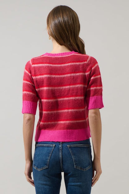 The Margot Striped Knit – Raspberry