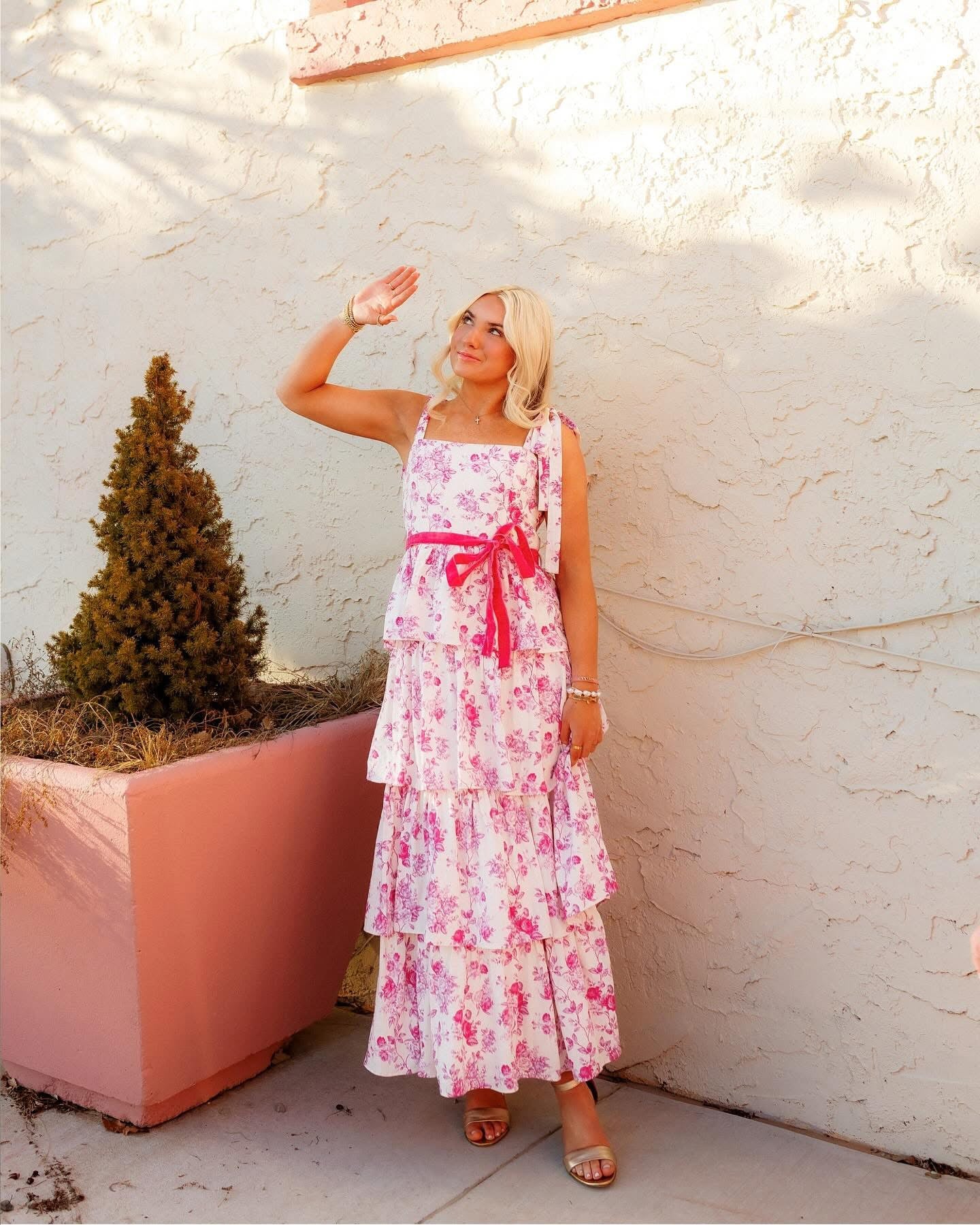 Penny Lane Plum Tiered Floral Midi Dress