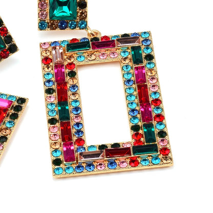 Geometric Gem Statement Earrings: Emerald