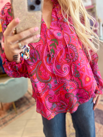 The Raspberry Ruffle Daydream Blouse - Milo & Lily Boutique
