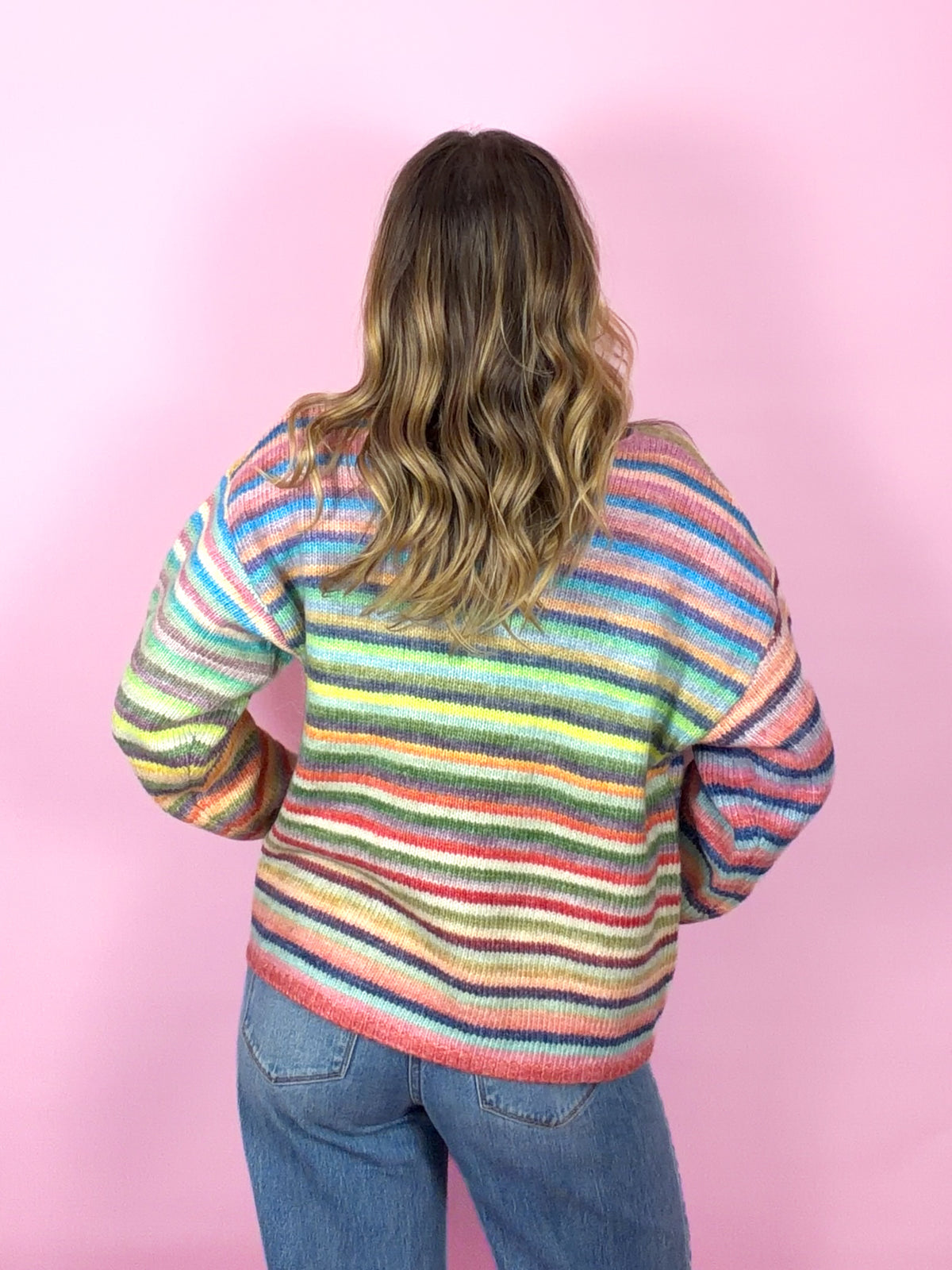 Walking on Sunshine Rainbow Stripe Sweater