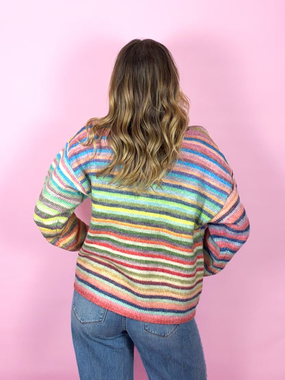 Walking on Sunshine Rainbow Stripe Sweater