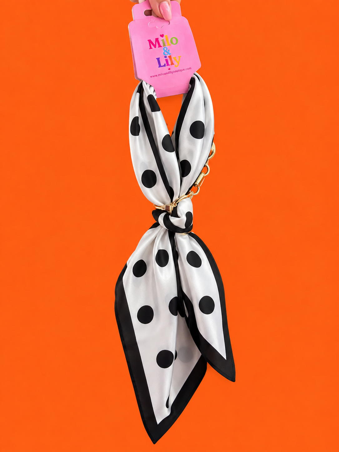 Black Polka Dot Horsebit Scarf