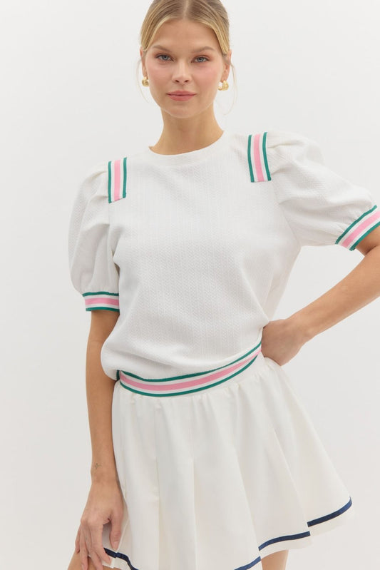 Court Side Charm Puff Sleeve Top
