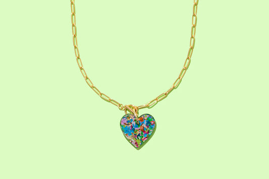 Colorful Confetti Heart Necklace