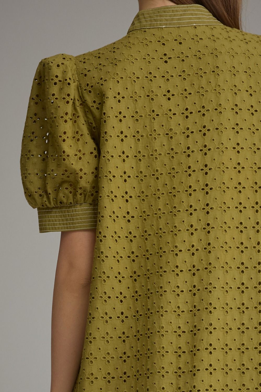 The Celeste Eyelet Midi Dress – Olive
