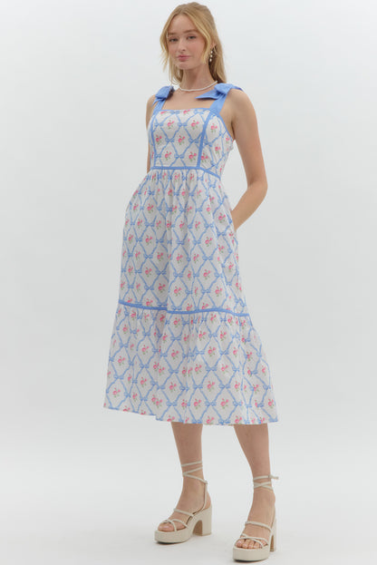 Ribbons & Bows Blue Maxi Dress