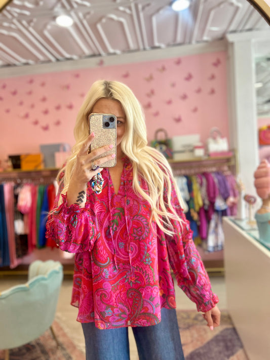 The Raspberry Ruffle Daydream Blouse