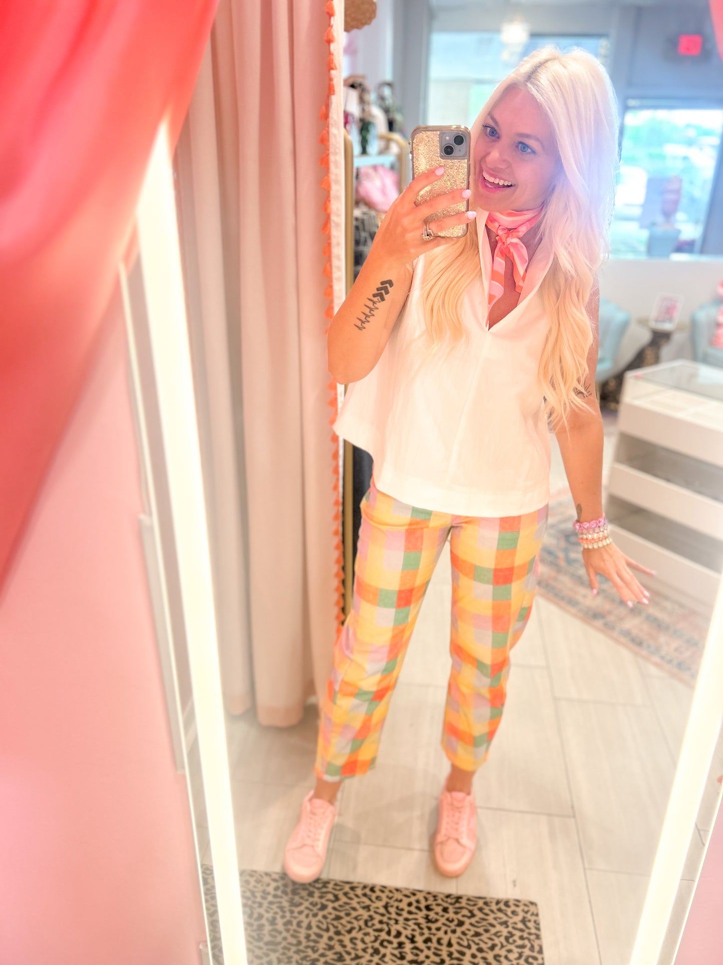 Poppy & Pine Madras Stretchy Twill Barrel Pants - Milo & Lily Boutique