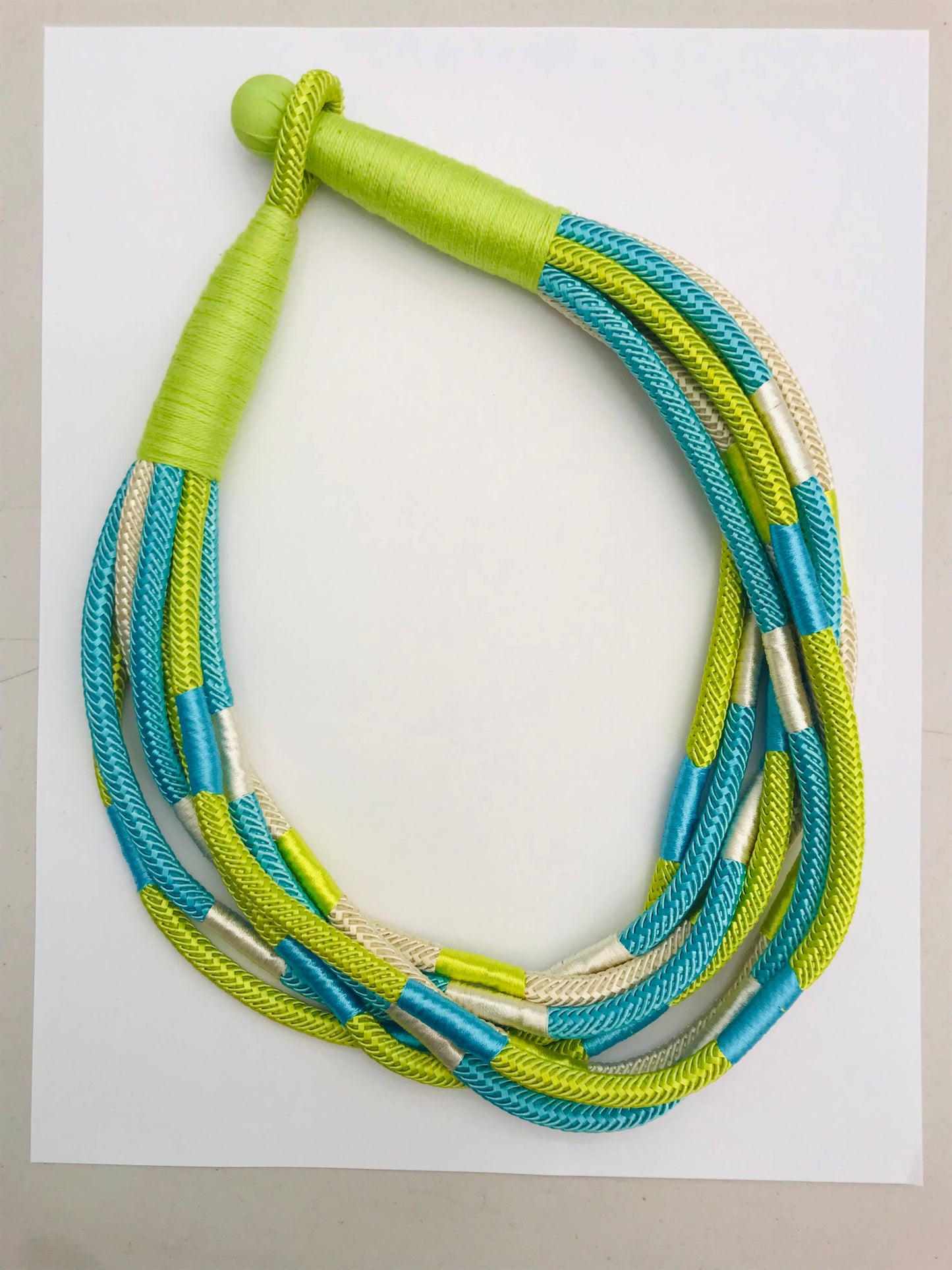 Citrus and Turquoise Slub Strand Necklace