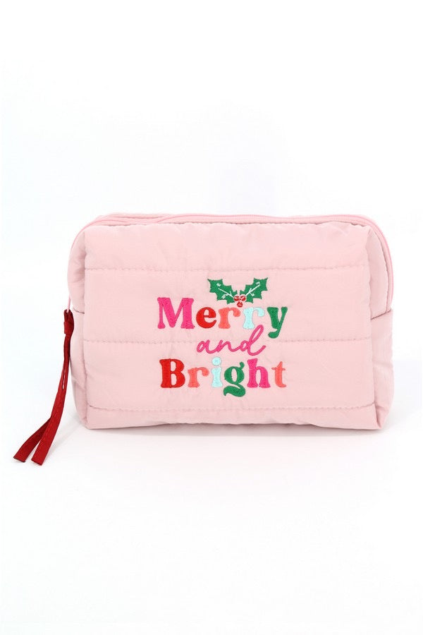 Merry & Bright Quilted Christmas Cosmetic Bag 🎀🎄
