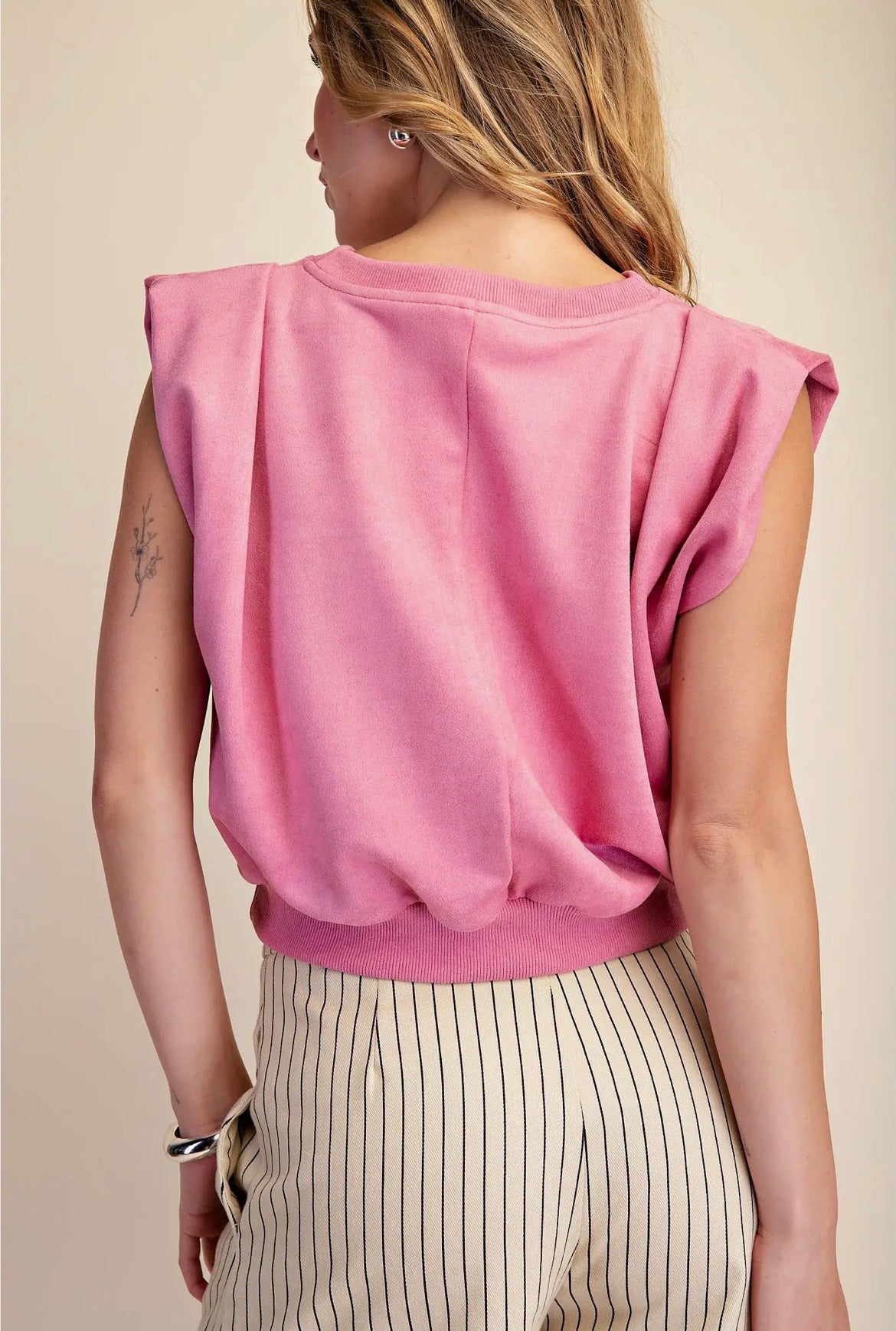 Classic Charm Suede Pleated Top - Pink - Milo & Lily Boutique