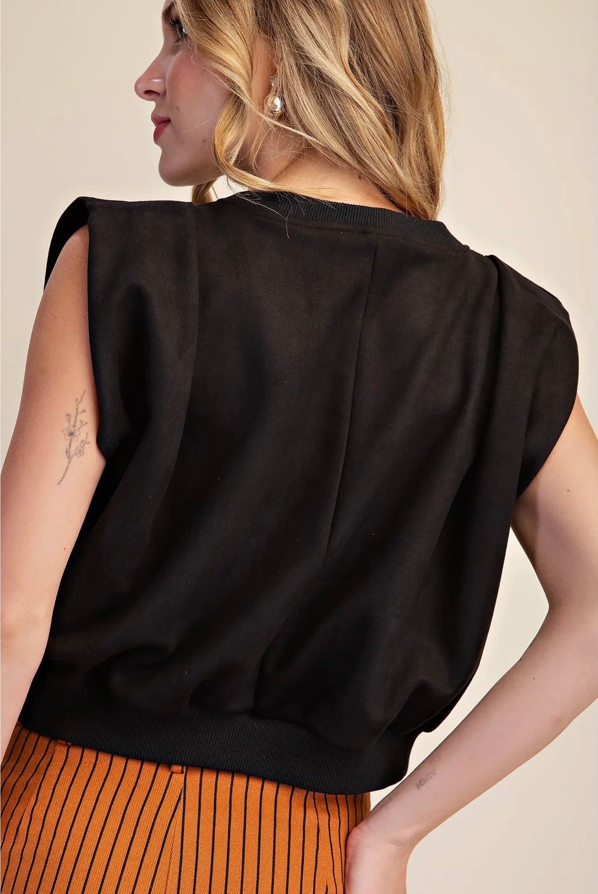 Classic Charm Suede Pleated Top – Black - Milo & Lily Boutique