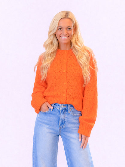 Orange You Ready Button Front Cardigan